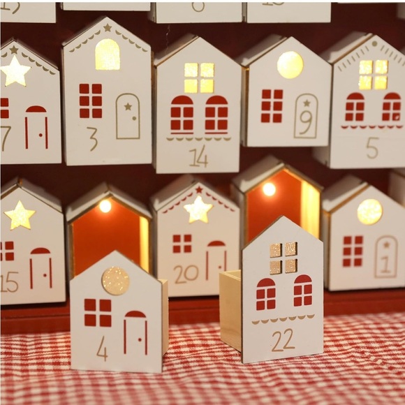 Extra-Large Wooden Advent Calendar with LED Lights. New With Box.17.42"L x 2.6"W - Picture 4 of 10